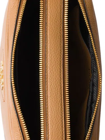Prada Shoulder Bag With Adjustable Strap And Gold-tone Hardware In Brown