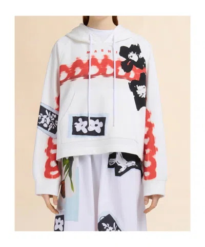 Marni Graphic-print Hoodie In White