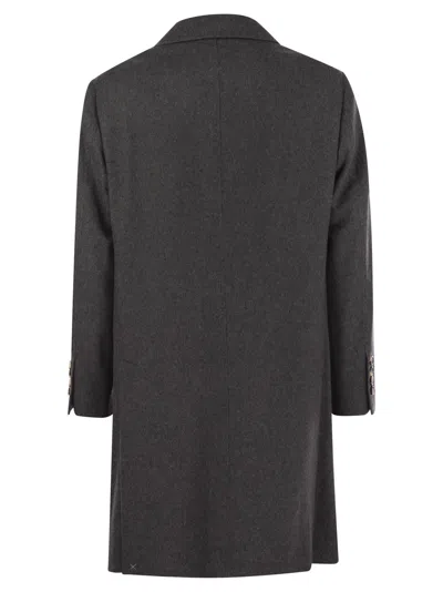 Brunello Cucinelli Men Wool And Cashmere Coat In Gray