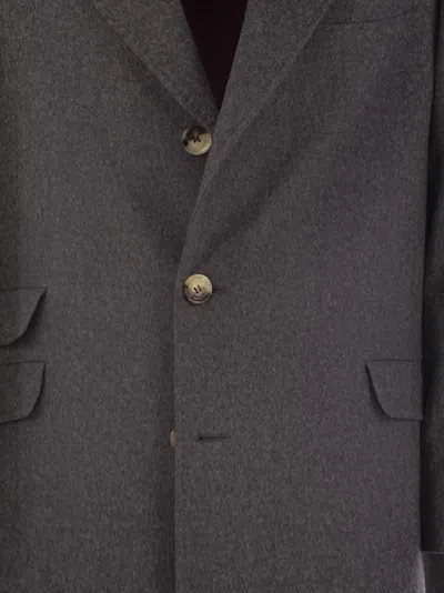Brunello Cucinelli Men Wool And Cashmere Coat In Gray