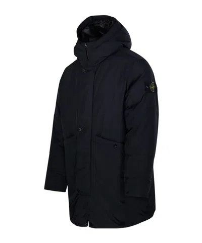 Stone Island Padded Parka Long Length Hood Side Pockets In Black