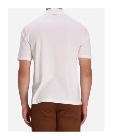 Herno White Short-sleeve Polo With Traditional Collar And Minimalist Design In White