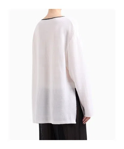 Giorgio Armani Long Sleeve Polo Shirt In White