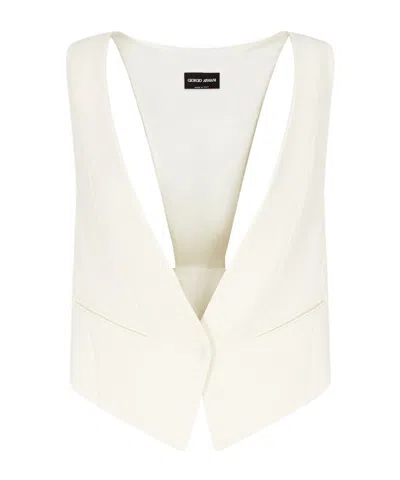 Giorgio Armani Glitter Jacquard Silk-cady Single-breasted Jacket In White