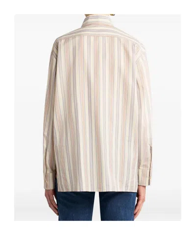 Etro Striped Shirt With Placed Print In Multi