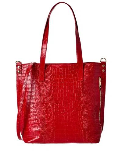 Italian Leather Croc-embossed Shoulder Bag