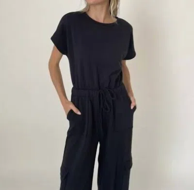 Six/fifty Phoenix Terry Pocket Jumpsuit In Black