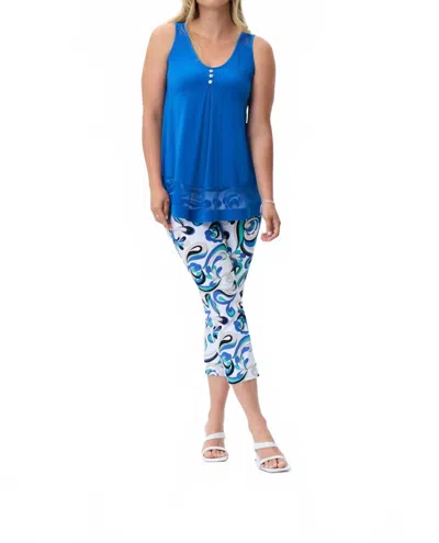 Joseph Ribkoff Slim Mid Rise Capri Leggings In Blue In Multi
