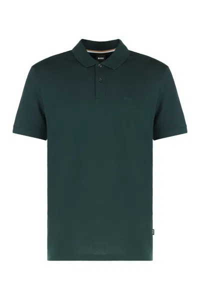 Hugo Boss Ribbed Collar Polo Shirt With Side Slits
