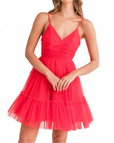 Cason Couture The Martha Tulle Mini Dress In Red