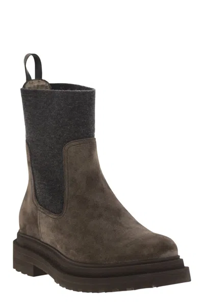 Brunello Cucinelli Brown Ankle Boots With Pull-tab With Monil At The Heel