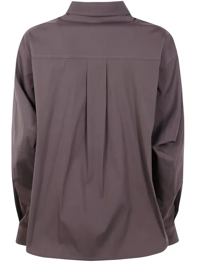 Brunello Cucinelli Collared Neck Long Sleeves Pleated Back Detail In Brown