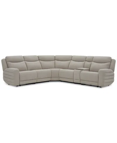 Macy's Kristyan 6-pc. Fabric Sectional With 2 Power Recliners And Console, Exclusively At