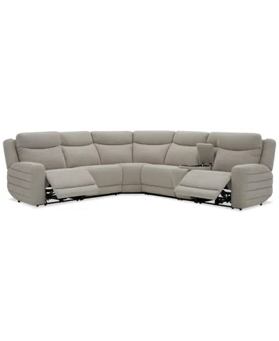 Macy's Kristyan 6-pc. Fabric Sectional With 2 Power Recliners And Console, Exclusively At