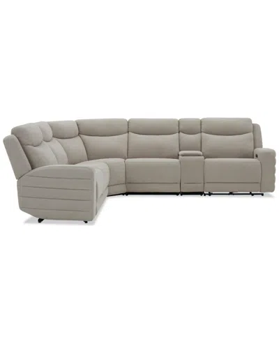 Macy's Kristyan 6-pc. Fabric Sectional With 2 Power Recliners And Console, Exclusively At