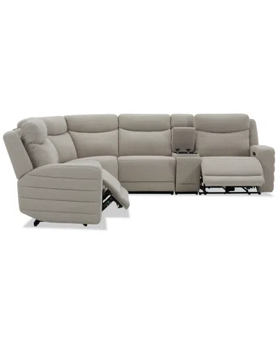 Macy's Kristyan 6-pc. Fabric Sectional With 2 Power Recliners And Console, Exclusively At