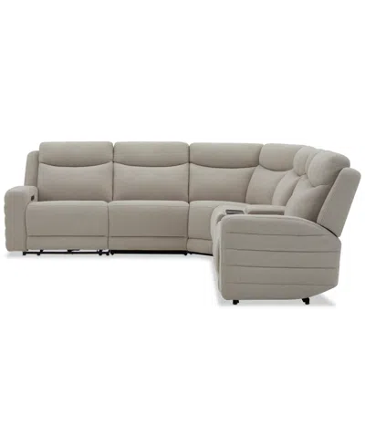 Macy's Kristyan 6-pc. Fabric Sectional With 2 Power Recliners And Console, Exclusively At