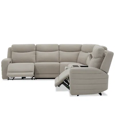 Macy's Kristyan 6-pc. Fabric Sectional With 2 Power Recliners And Console, Exclusively At