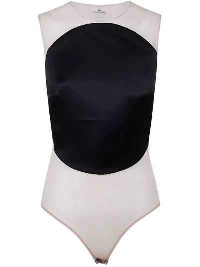 Courrèges Illusion Circle Satin Bodysuit In White