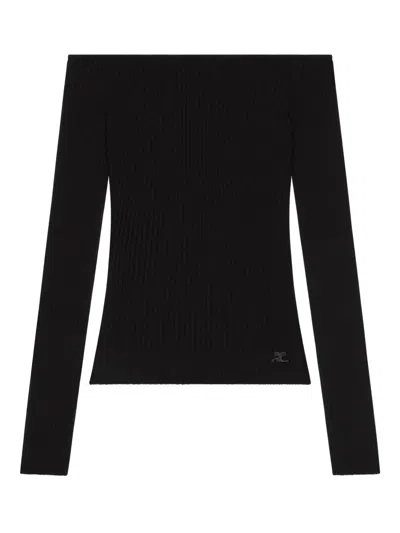 Courrèges Courregès "off Shoulder" Rib Knit Top
