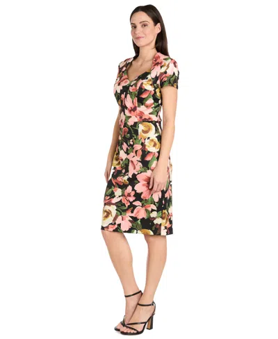R & M Richards Petite Floral-print Short-sleeve Dress In Multi