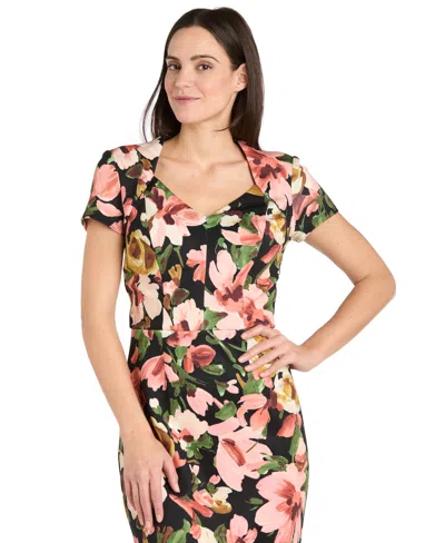 R & M Richards Petite Floral-print Short-sleeve Dress In Multi