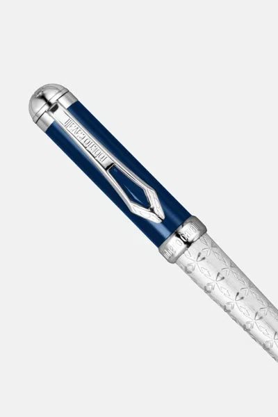 Roberto Cavalli Ballpoint Pen, Silver Color & Blue Lacquer