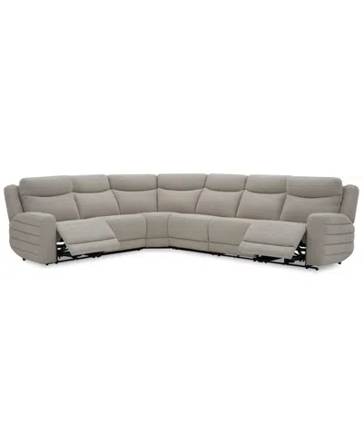 Macy's Kristyan 6-pc. Fabric Sectional With 3 Power Motion Chairs, Exclusively At