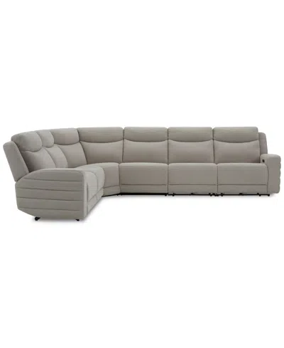Macy's Kristyan 6-pc. Fabric Sectional With 3 Power Motion Chairs, Exclusively At