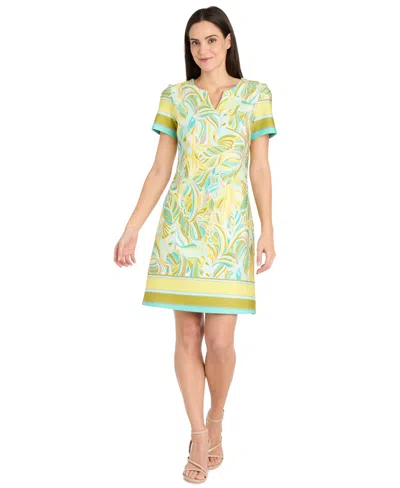 R & M Richards Women's Printed Short-sleeve Knee-length Dress