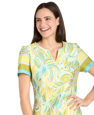 R & M Richards Women's Printed Short-sleeve Knee-length Dress