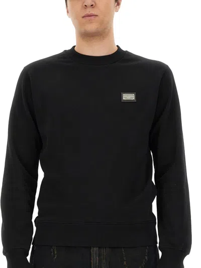 Dolce & Gabbana Sweatshirt With Logo Plaque In Black