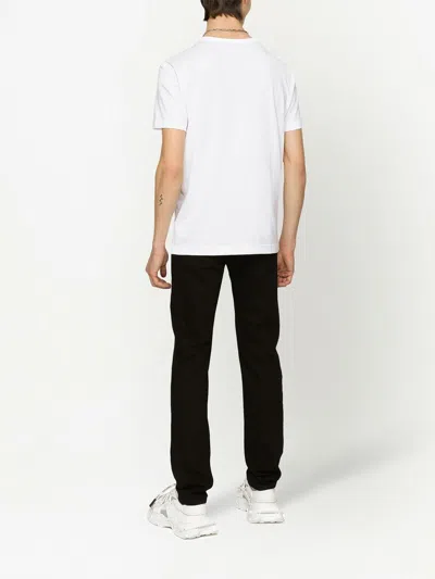 Dolce & Gabbana Dolce&gabbana White Crewneck T Shirt With Logo Plaque In White