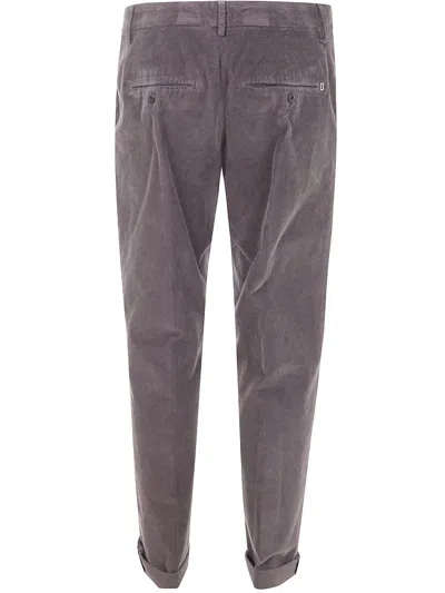 Dondup Corduroy Cuffed Trousers In Gray