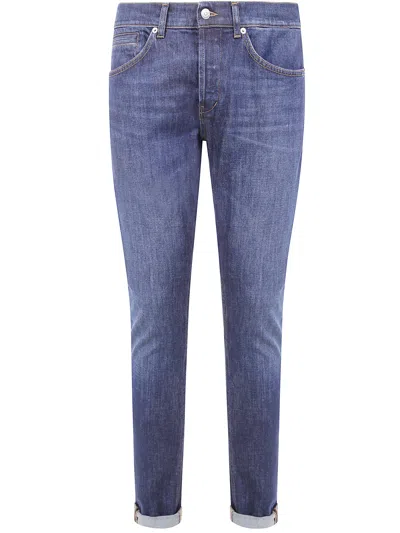 Dondup Flat Front Trousers With Diagonal Pockets In Blue