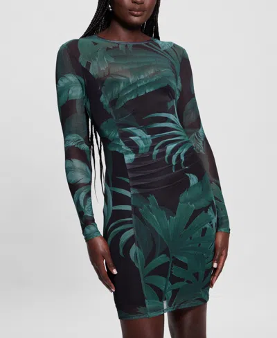Guess Women's Long-sleeve Jersey Bodycon Dress In Green