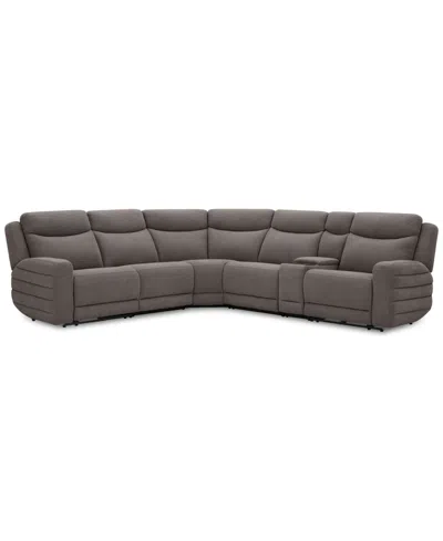 Macy's Kristyan 6-pc. Fabric Sectional With 2 Power Recliners And Console, Exclusively At