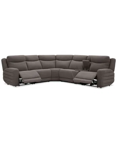 Macy's Kristyan 6-pc. Fabric Sectional With 2 Power Recliners And Console, Exclusively At