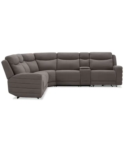 Macy's Kristyan 6-pc. Fabric Sectional With 2 Power Recliners And Console, Exclusively At