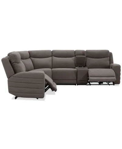 Macy's Kristyan 6-pc. Fabric Sectional With 2 Power Recliners And Console, Exclusively At