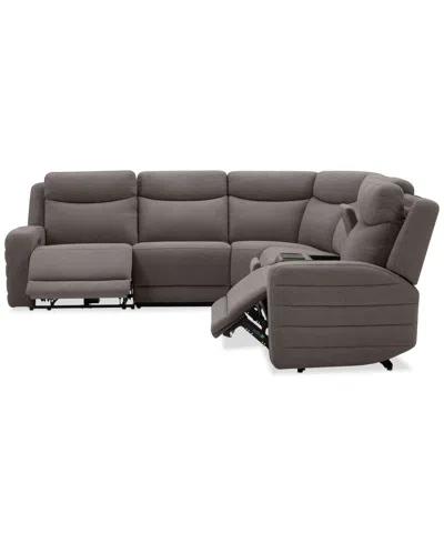 Macy's Kristyan 6-pc. Fabric Sectional With 2 Power Recliners And Console, Exclusively At