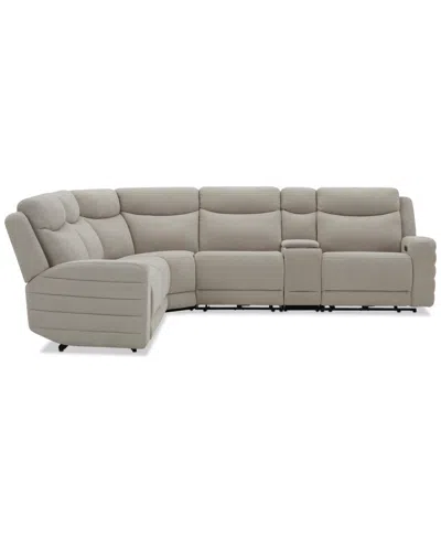 Macy's Kristyan 6-pc. Fabric Sectional With 3 Power Motion Chairs And Console, Exclusively At