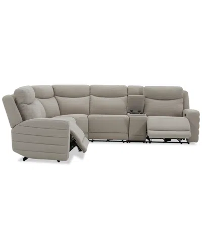 Macy's Kristyan 6-pc. Fabric Sectional With 3 Power Motion Chairs And Console, Exclusively At