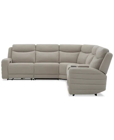 Macy's Kristyan 6-pc. Fabric Sectional With 3 Power Motion Chairs And Console, Exclusively At