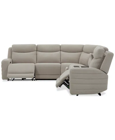 Macy's Kristyan 6-pc. Fabric Sectional With 3 Power Motion Chairs And Console, Exclusively At