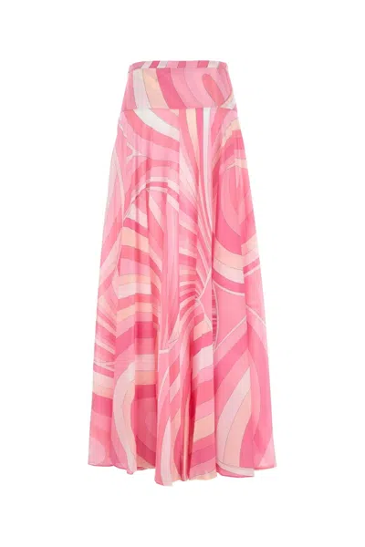 Pucci Emilio  Printed Cotton Skirt In Pink
