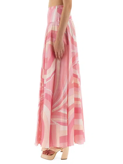 Pucci Emilio  Printed Cotton Skirt In Pink