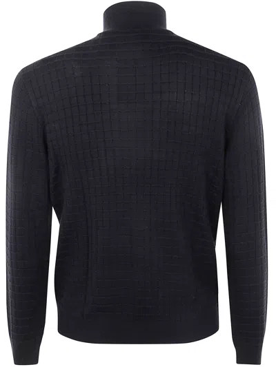 Emporio Armani Grid-pattern Zip-up Cardigan