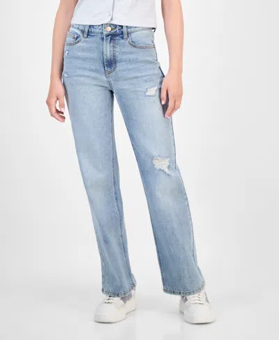 Tinseltown Juniors' High-rise Slim Wide-leg Jeans In Yellow