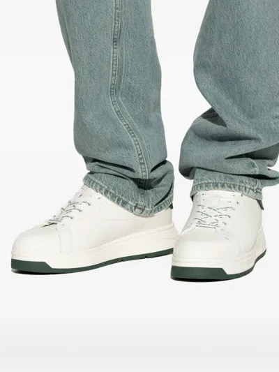 Emporio Armani Heel Tab Flat Sole Round Toe Sneakers In White